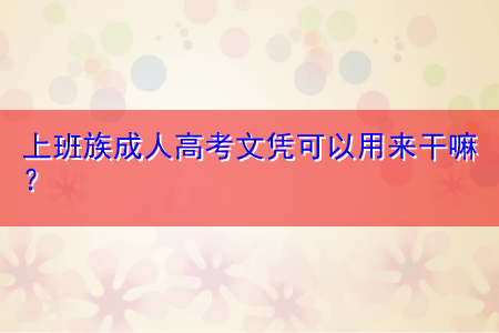 上班族成人高考文凭可以用来干嘛？