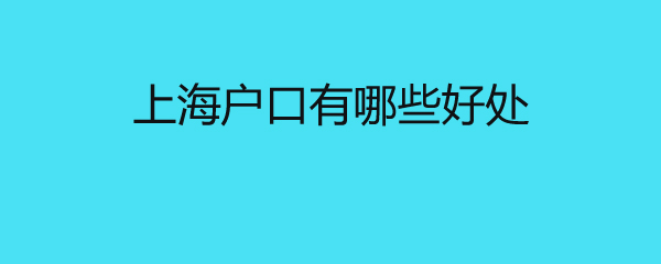 上海户口有哪些好处 