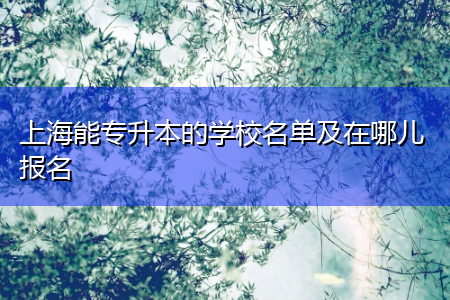 上海能专升本的学校名单及在哪儿报名