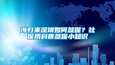 海归来深圳如何参保？社保局科普参保小知识