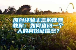 原创经验丰富的律师教你：如何查阅一个人的身份证信息？