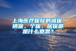 上海医疗保险的城保、镇保、个保、居保都是什么意思？