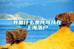 具备什么条件可以在上海落户