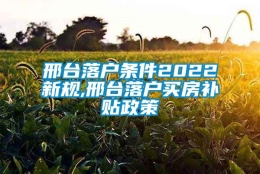 邢台落户条件2022新规,邢台落户买房补贴政策