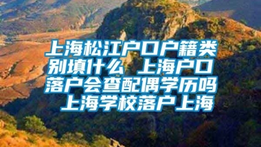 上海松江户口户籍类别填什么 上海户口落户会查配偶学历吗 上海学校落户上海