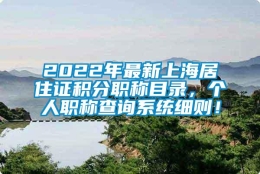 2022年最新上海居住证积分职称目录，个人职称查询系统细则！