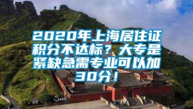 2020年上海居住证积分不达标？大专是紧缺急需专业可以加30分！