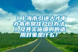 《上海市引进人才申办本市常住户口办法》及其实施细则的适用对象是什么？