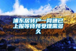 浦东居转户一网通已上报等待预受理需多久