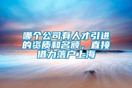 哪个公司有人才引进的资质和名额，直接借力落户上海