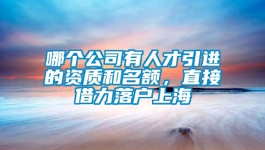 哪个公司有人才引进的资质和名额，直接借力落户上海