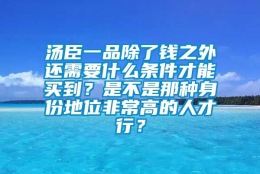 汤臣一品除了钱之外还需要什么条件才能买到？是不是那种身份地位非常高的人才行？