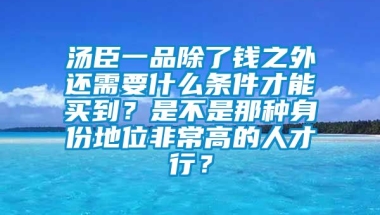 汤臣一品除了钱之外还需要什么条件才能买到？是不是那种身份地位非常高的人才行？