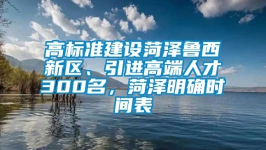 高标准建设菏泽鲁西新区、引进高端人才300名，菏泽明确时间表