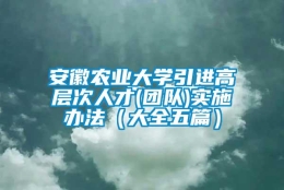 安徽农业大学引进高层次人才(团队)实施办法（大全五篇）