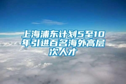 上海浦东计划5至10年引进百名海外高层次人才