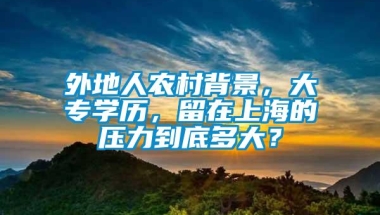 外地人农村背景，大专学历，留在上海的压力到底多大？