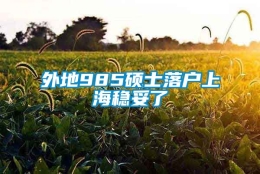 外地985硕士落户上海稳妥了