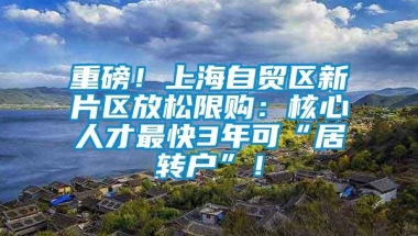 重磅！上海自贸区新片区放松限购：核心人才最快3年可“居转户”！