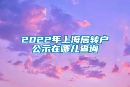 2022年上海居转户公示在哪儿查询