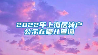 2022年上海居转户公示在哪儿查询