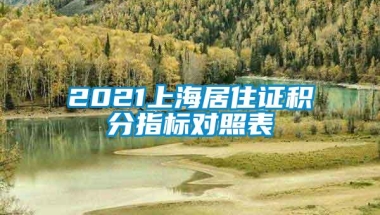 2021上海居住证积分指标对照表