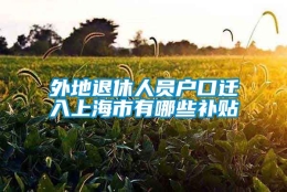 外地退休人员户口迁入上海市有哪些补贴