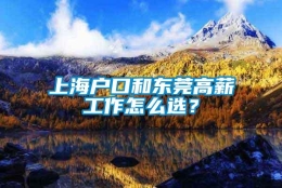 上海户口和东莞高薪工作怎么选？