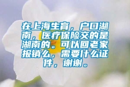 在上海生育，户口湖南，医疗保险交的是湖南的。可以回老家报销么，需要什么证件，谢谢。