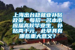 上海出台稳就业补贴政策，每招一名本市应届高校毕业生，补贴两千元，此举具有哪些重大意义？