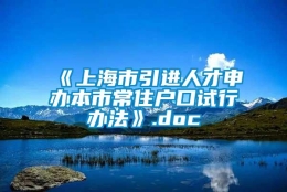 《上海市引进人才申办本市常住户口试行办法》.doc