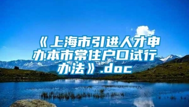 《上海市引进人才申办本市常住户口试行办法》.doc