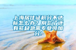 上海居住证积分不达标怎么办？别忘了还有紧缺急需专业可加分!