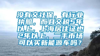 没有交社保，有行业执照，而且交税5年以上，上海居住证也2年以上，二手市场可以买新能源车吗？