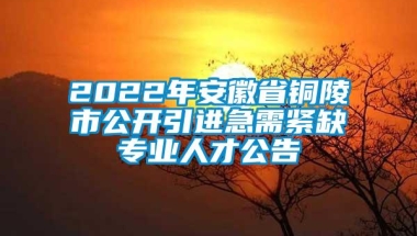 2022年安徽省铜陵市公开引进急需紧缺专业人才公告