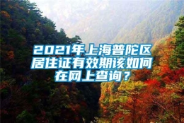 2021年上海普陀区居住证有效期该如何在网上查询？