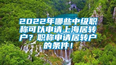 2022年哪些中级职称可以申请上海居转户？职称申请居转户的条件！