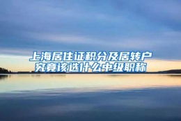 上海居住证积分及居转户究竟该选什么中级职称