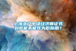 上海落户中级经济师证书到底能不能作为职称用？