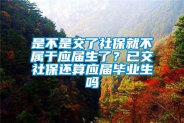 是不是交了社保就不属于应届生了？已交社保还算应届毕业生吗