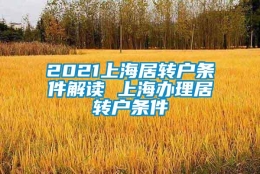 2021上海居转户条件解读 上海办理居转户条件