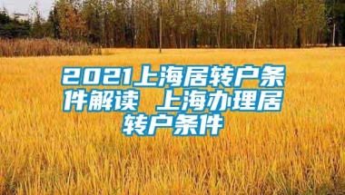 2021上海居转户条件解读 上海办理居转户条件