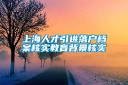 上海人才引进落户档案核实教育背景核实