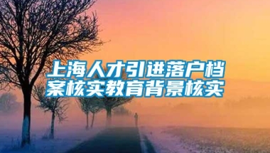 上海人才引进落户档案核实教育背景核实