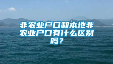 非农业户口和本地非农业户口有什么区别吗？