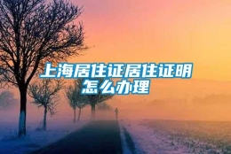 上海居住证居住证明怎么办理