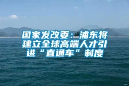 国家发改委：浦东将建立全球高端人才引进“直通车”制度