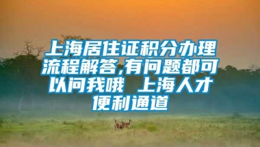 上海居住证积分办理流程解答,有问题都可以问我哦 上海人才便利通道