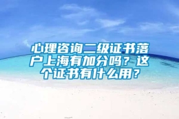 心理咨询二级证书落户上海有加分吗？这个证书有什么用？