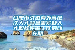 合肥市引进海外高层次人才和急需紧缺人才职称评审工作启动在即